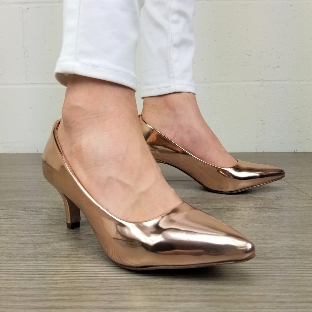 Pointy toe Vintage Style Low Heel Pumps - Picture 4 of 8